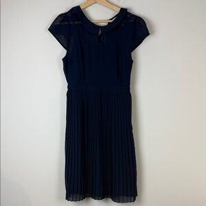 Modcloth Midnight Blue Pleated Midi Dress Size Medium